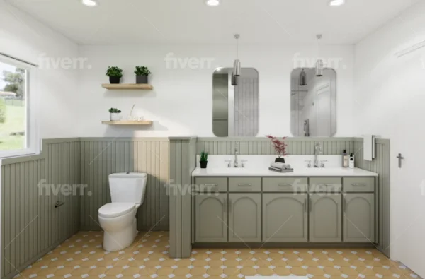 bathroom interior design in 3d and render