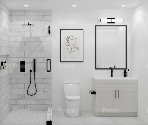 bathroom interior design in 3d and render